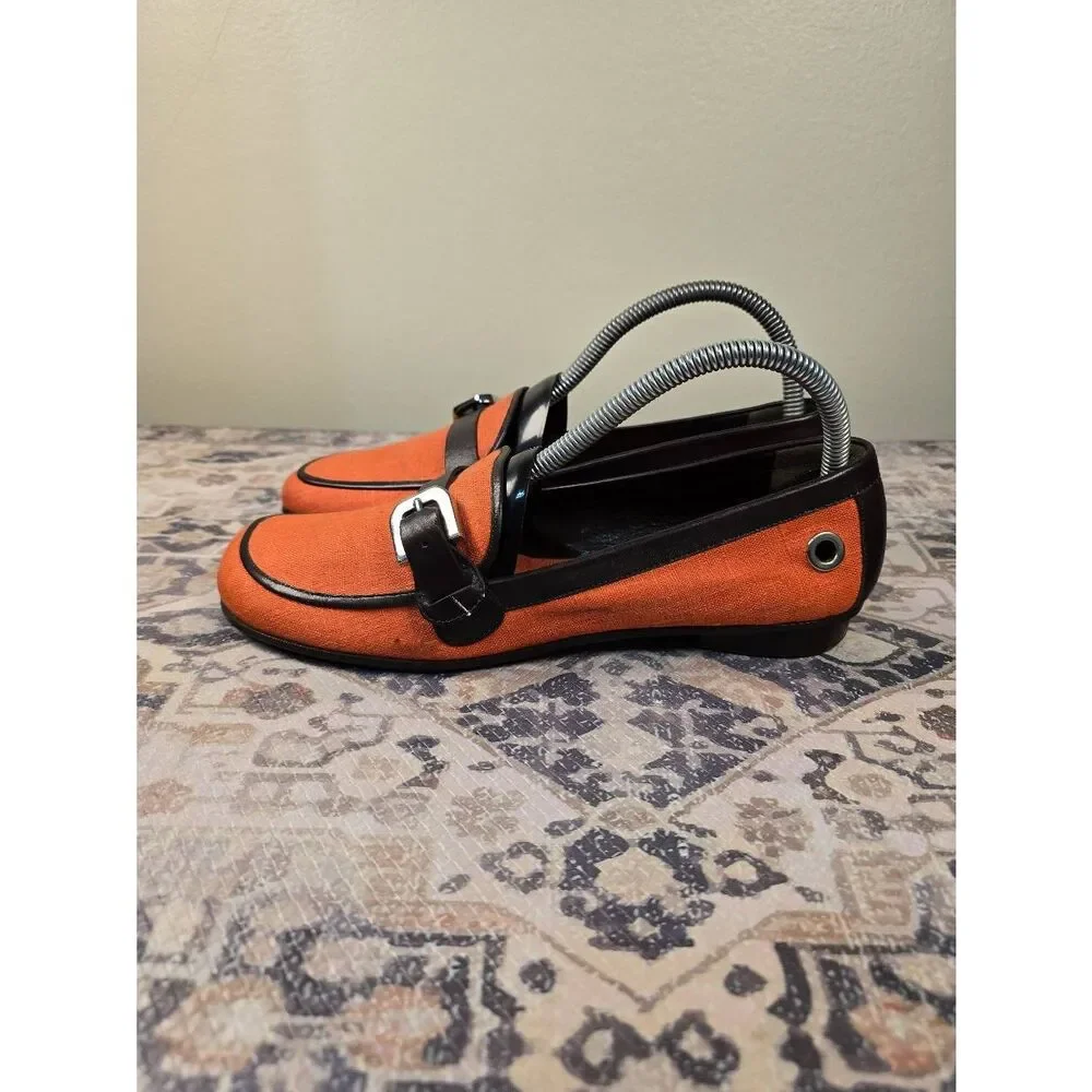 BALLY W/ Strap  Orange River Calf Leather Flats MSRP $552 Extremely Rare
